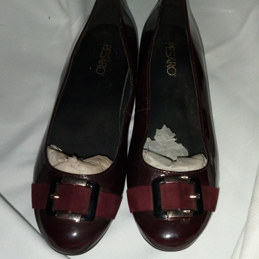 Pesaro Women's Dark Red Flats with Buckle